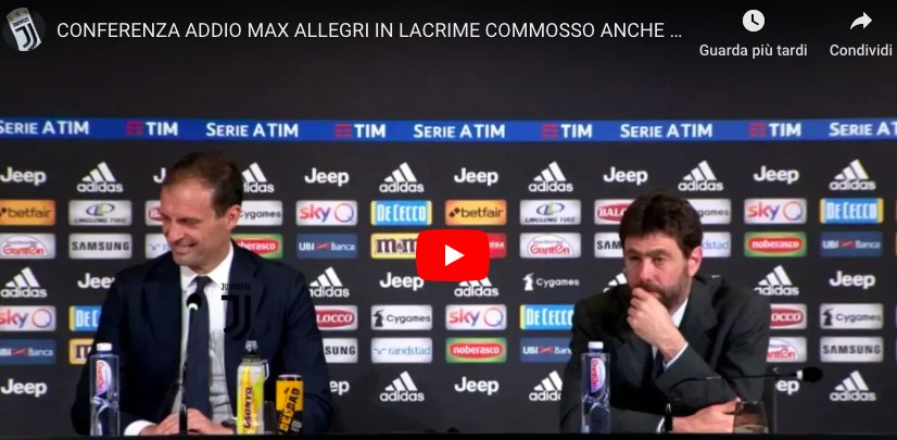 Allegri commosso: "Il mio addio deciso dalla Juve. Giocare bene e perdere non fa per me..."