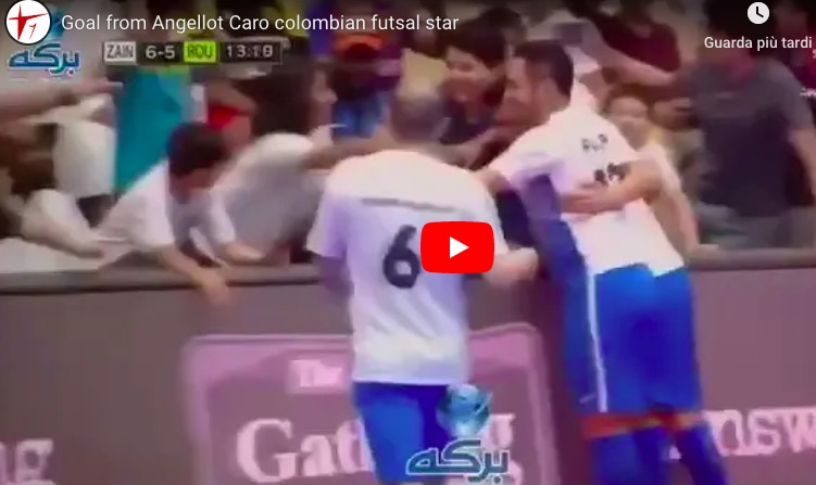 Angellot Caro, gol impossibile a calcio a 5 sotto gli occhi di Totti e Falcao