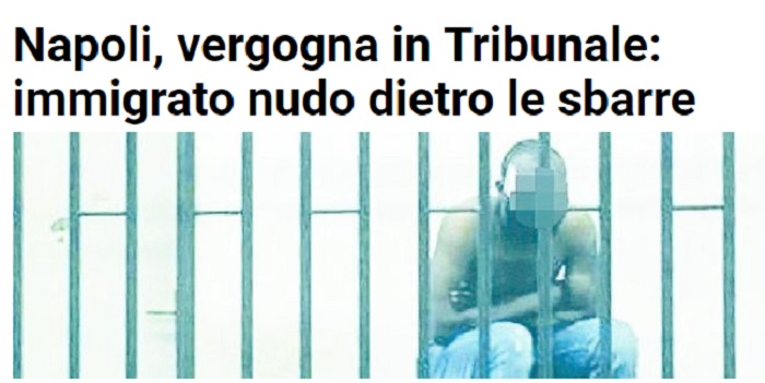 migrante senza maglietta Napoli