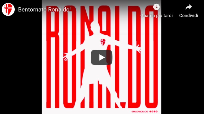 Ronaldo al Padova, presentazione in stile Juventus con Cr7 VIDEO