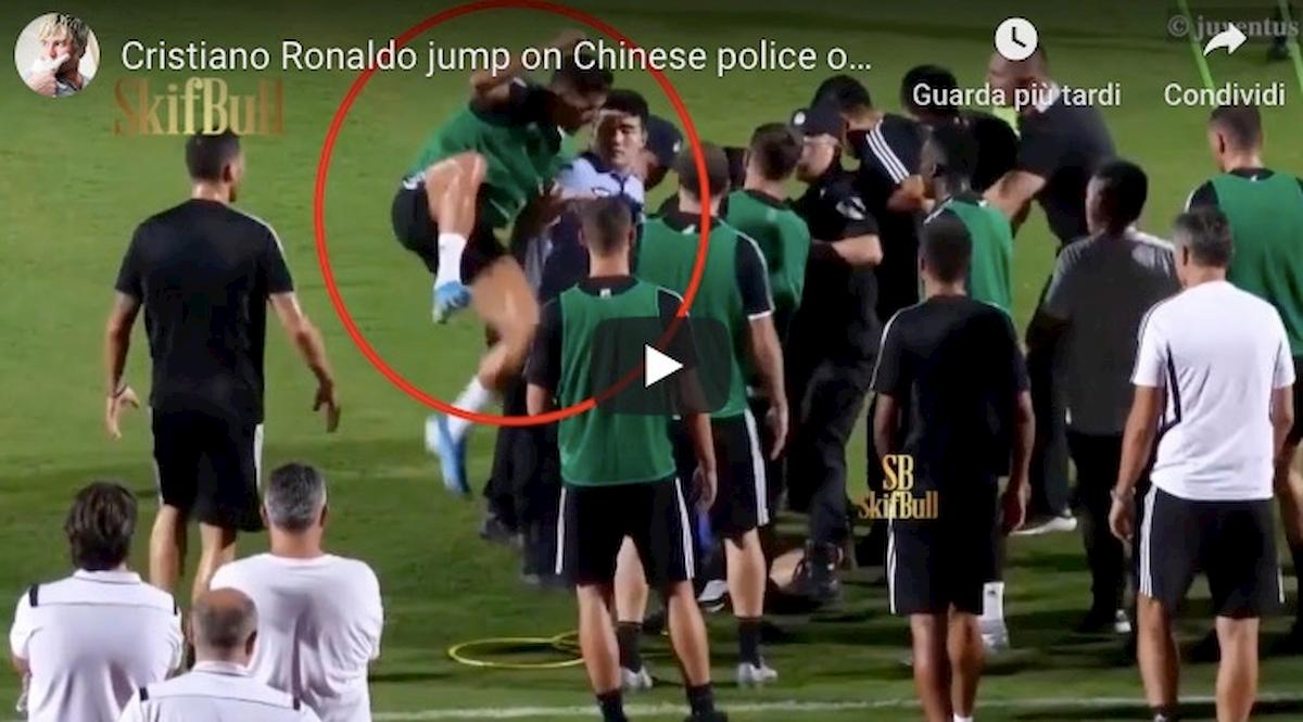 Cristiano Ronaldo salta poliziotto video YouTube