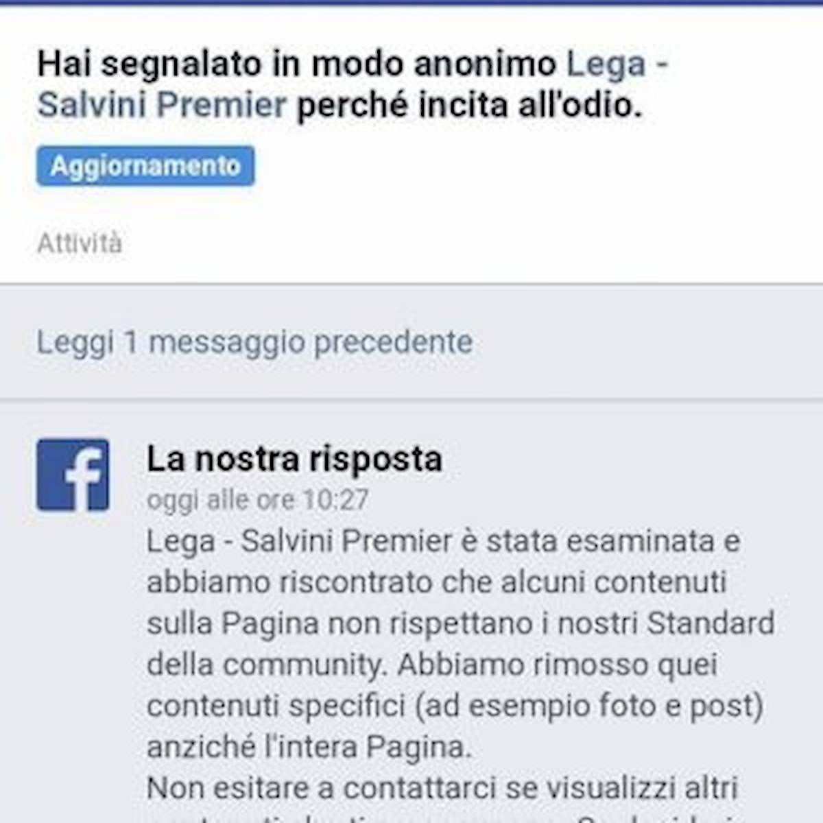 Facebook cancella un po' di lega