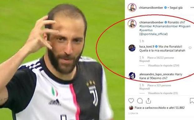 Toni Higuain esultanza Juventus Tottenham Instagram