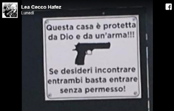 veneto pistola cartello post facebook
