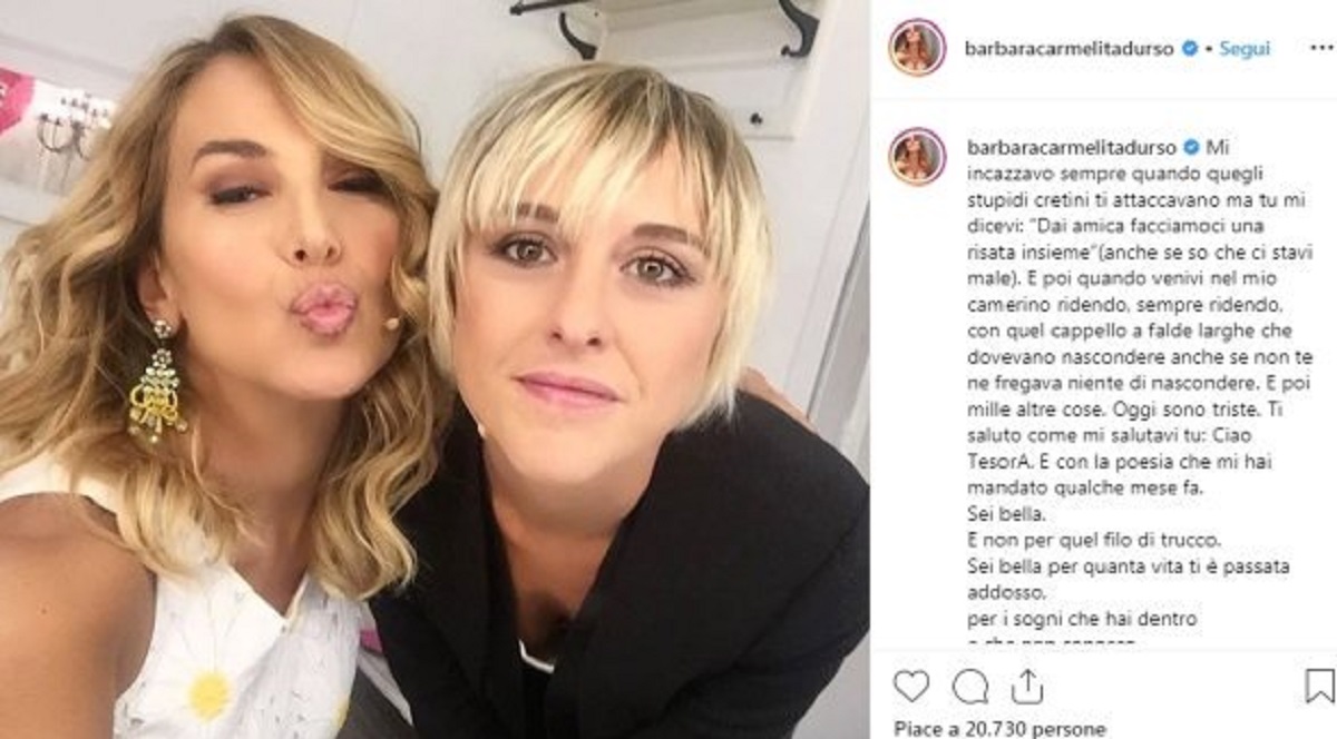 Barbara d'Urso e il post per Nadia Toffa
