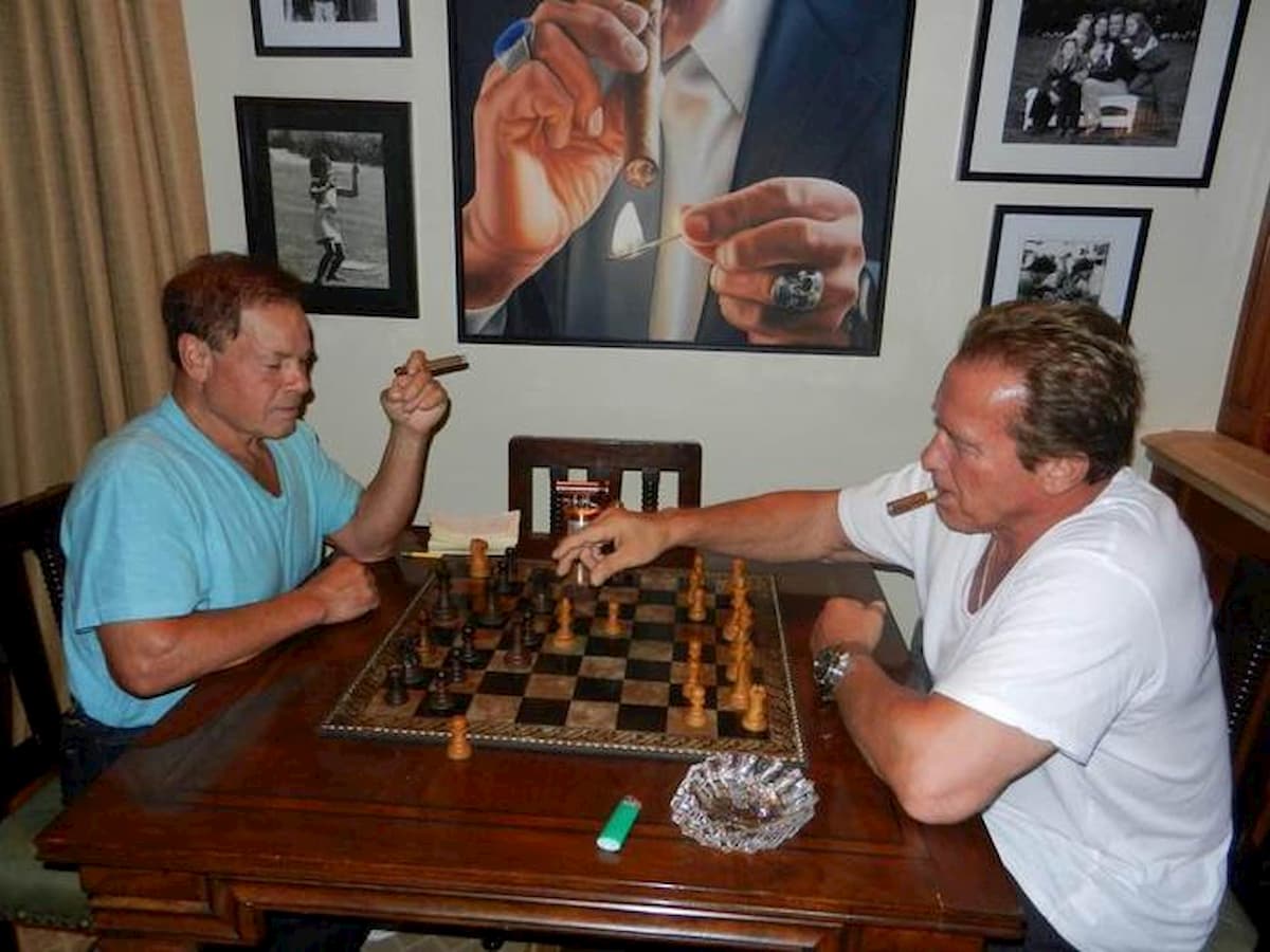 Franco Culumbu con Arnold Schwarzenegger