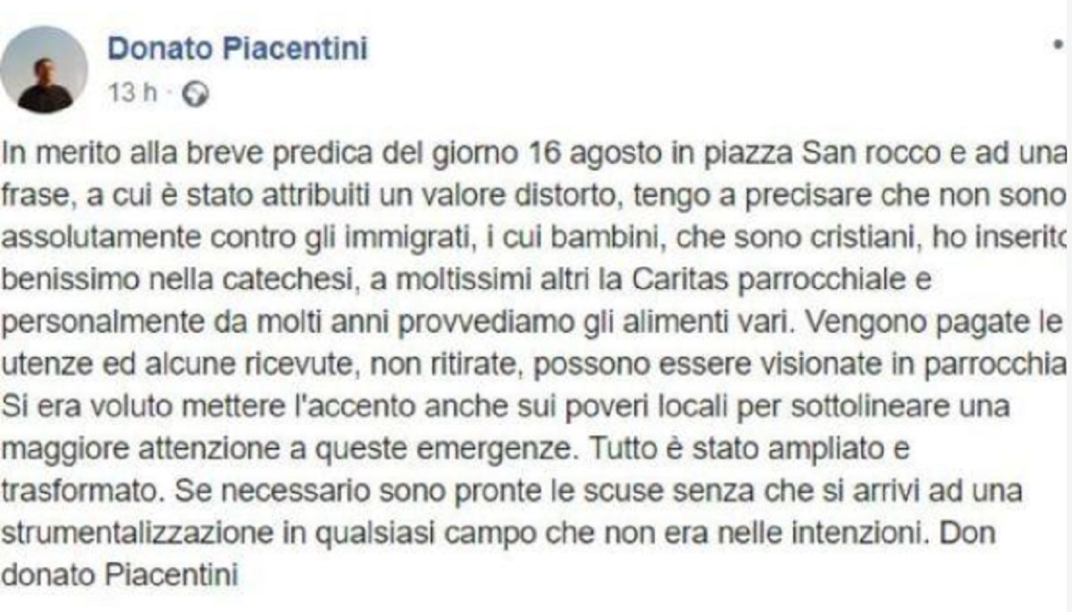 Il post di don Donato Piacentini