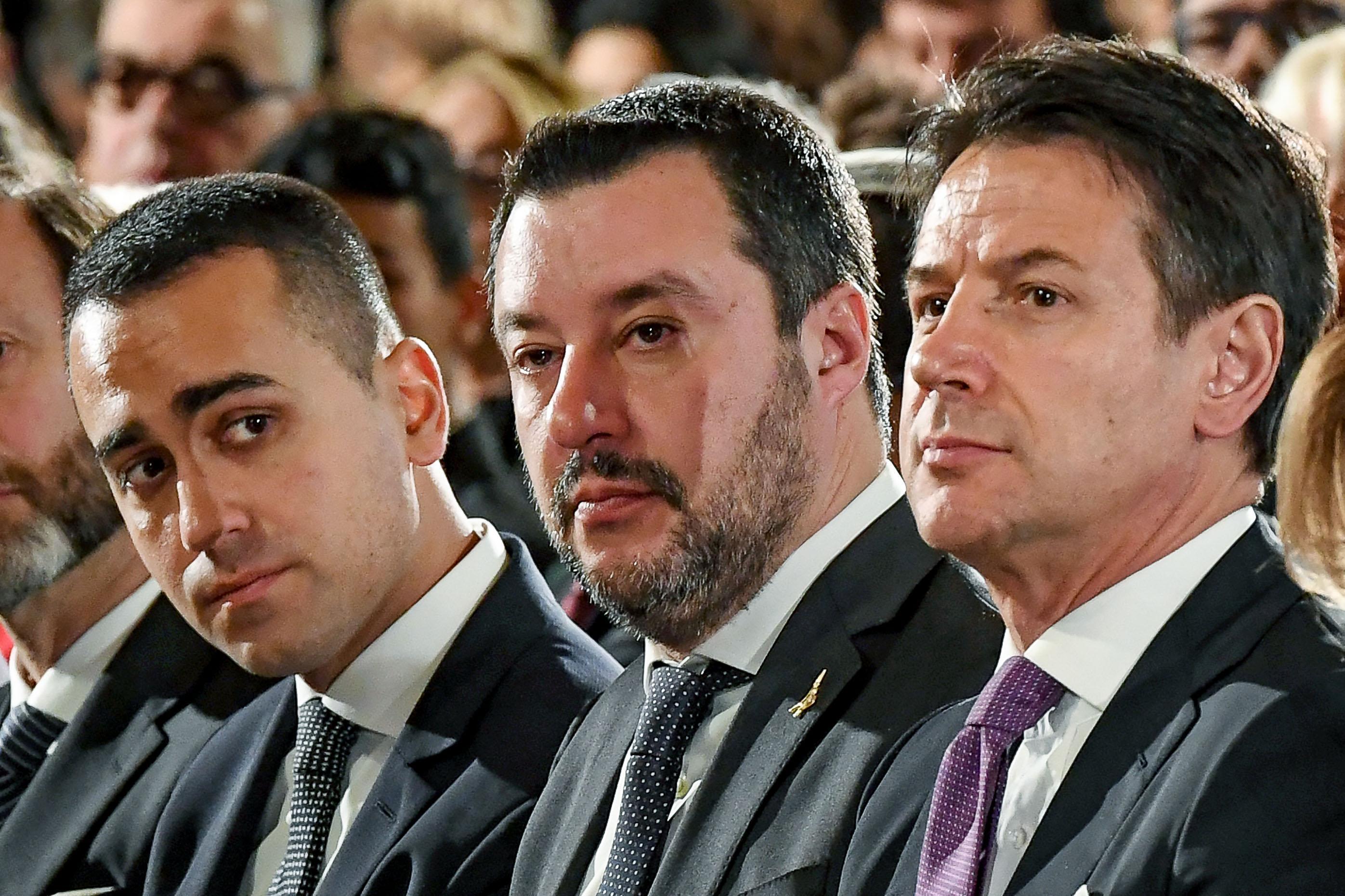 Matteo Salvini, Luigi Di Maio e il premier Giuseppe Conte