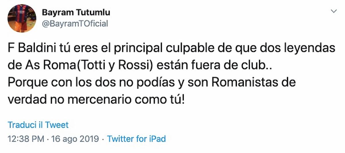 Tutumlu attacca Baldini Petrachi Roma