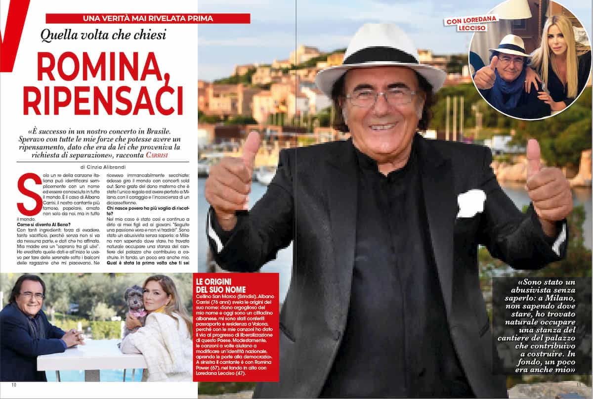 Al Bano: "Con Romina Power è stata una separazione non voluta né desiderata"