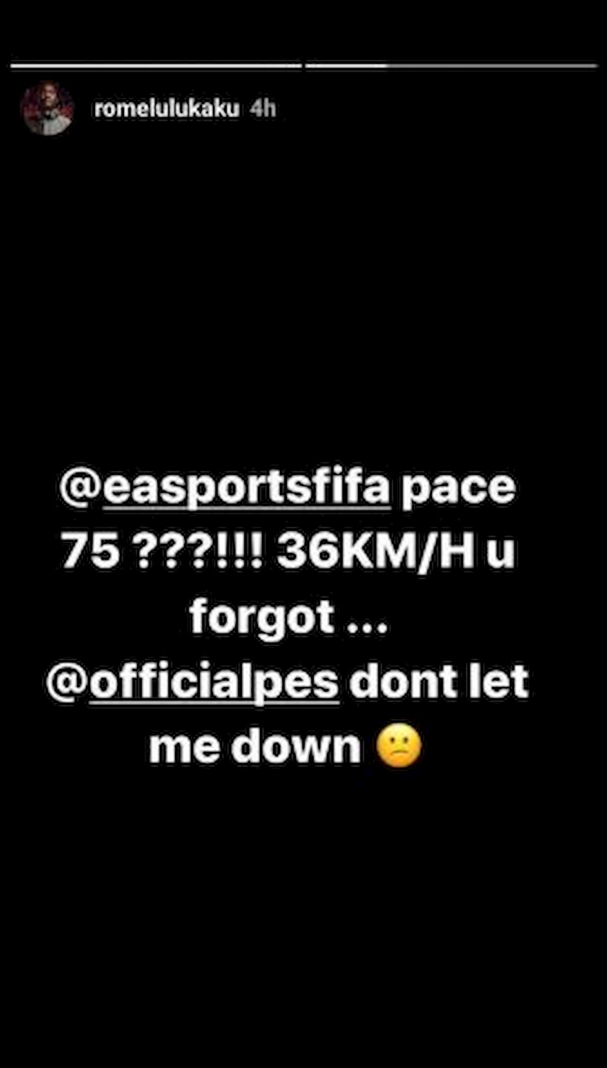 Lukaku FIFA PES Instagram Sono veloce, Konami non deludermi