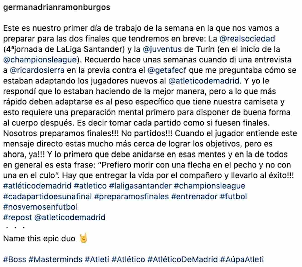 Burgos Atletico Juventus Instagram meglio morire che...