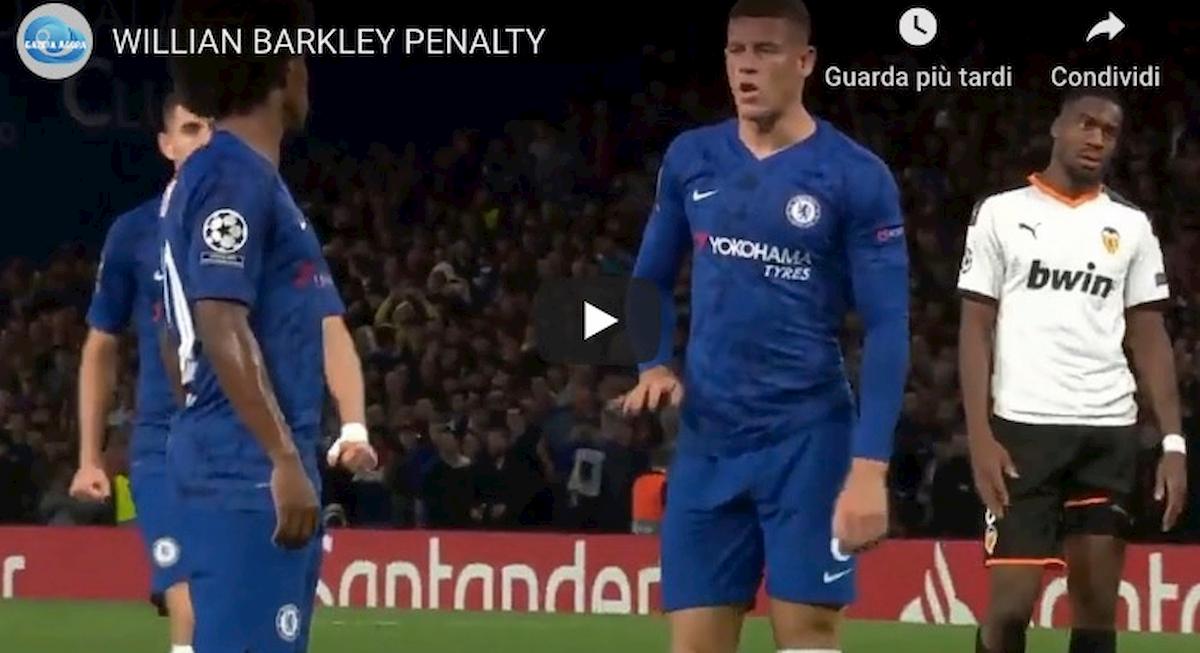 Chelsea Barkley rigore video YouTube scippato Jorginho Willian