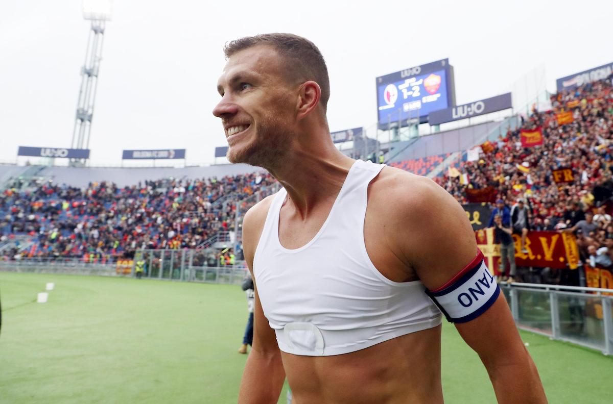 Dzeko Roma Bologna rigore regalato vittoria inferiorità numerica
