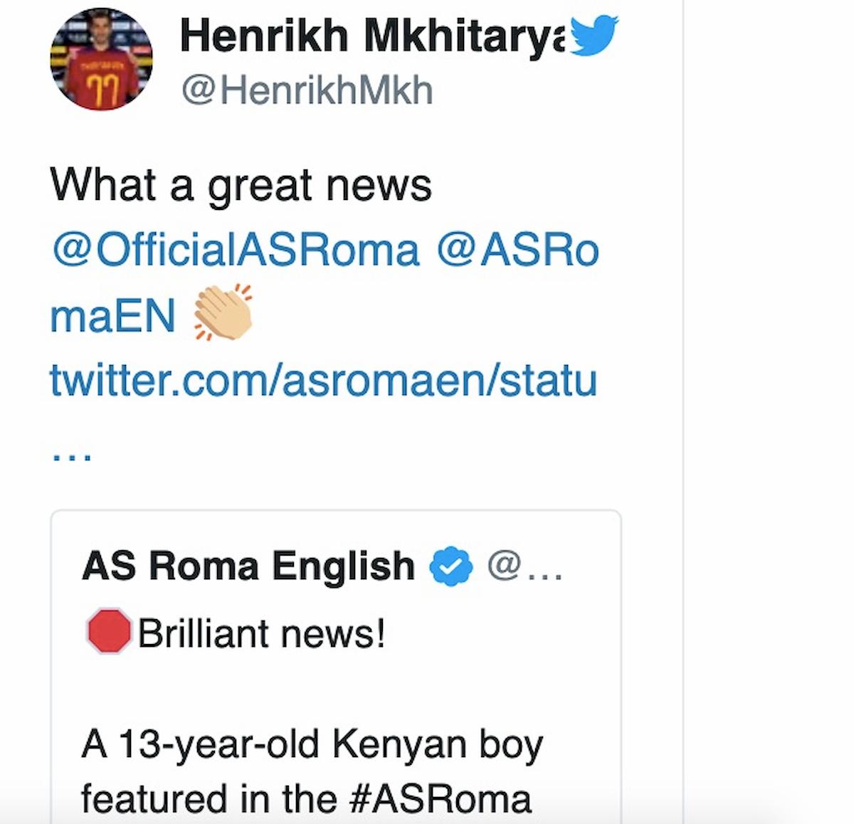 Mkhitaryan annuncio bambino scomparso