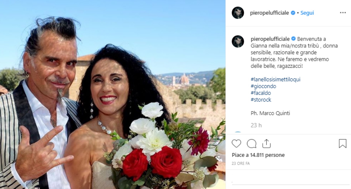 Piero Pelù e Gianna sposi