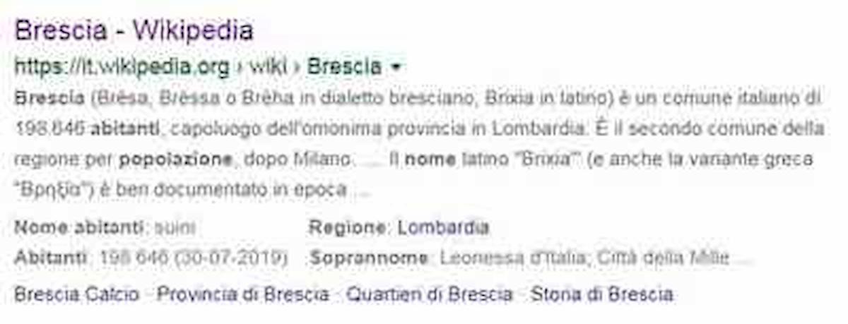 Brescia, abitanti? Suini, dice Google
