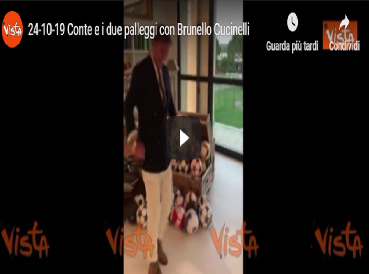 Giuseppe Conte e i due palleggi con Brunello Cucinelli VIDEO