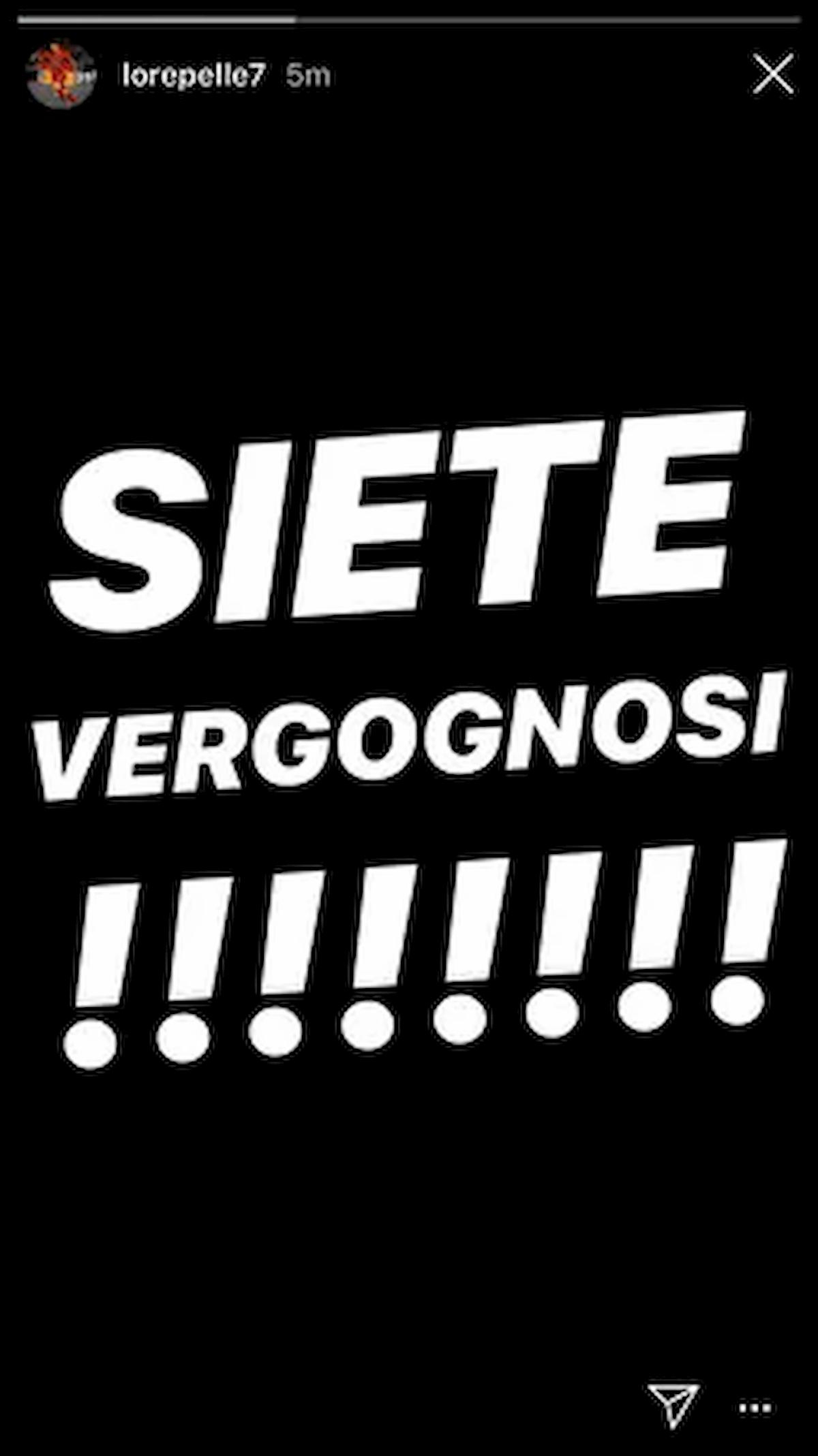 Roma Cagliari Pellegrini Instagram siete vergognosi arbitri