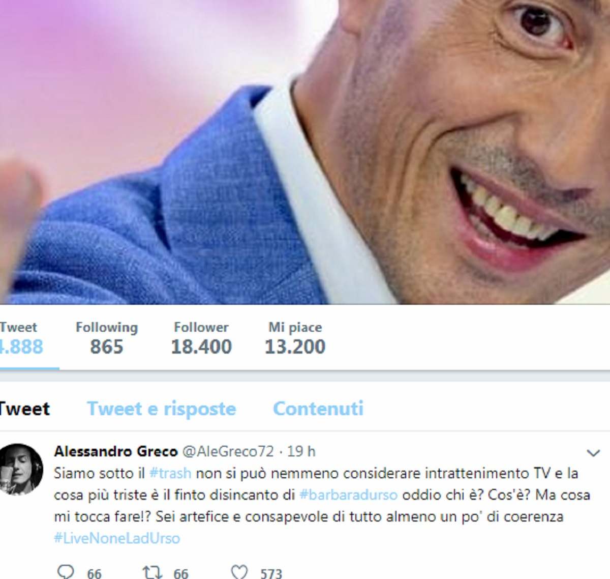 Il post di Alessandro Greco contro Barbara D'Urso