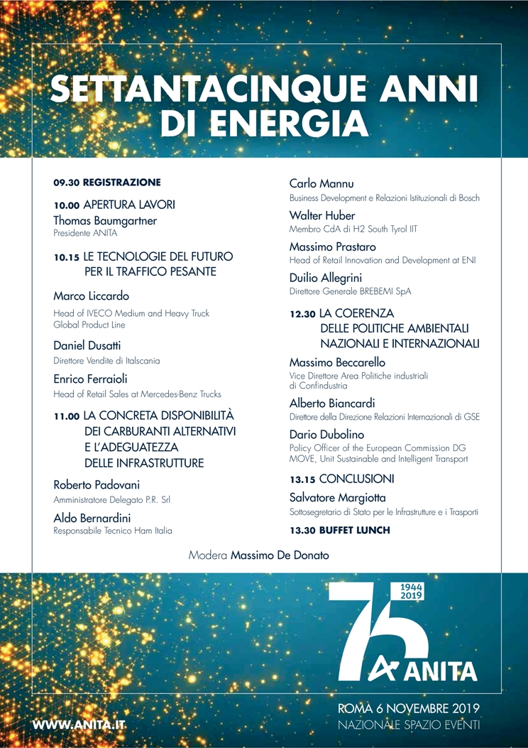 Anita, festa 75 anni 6 novembre a Roma