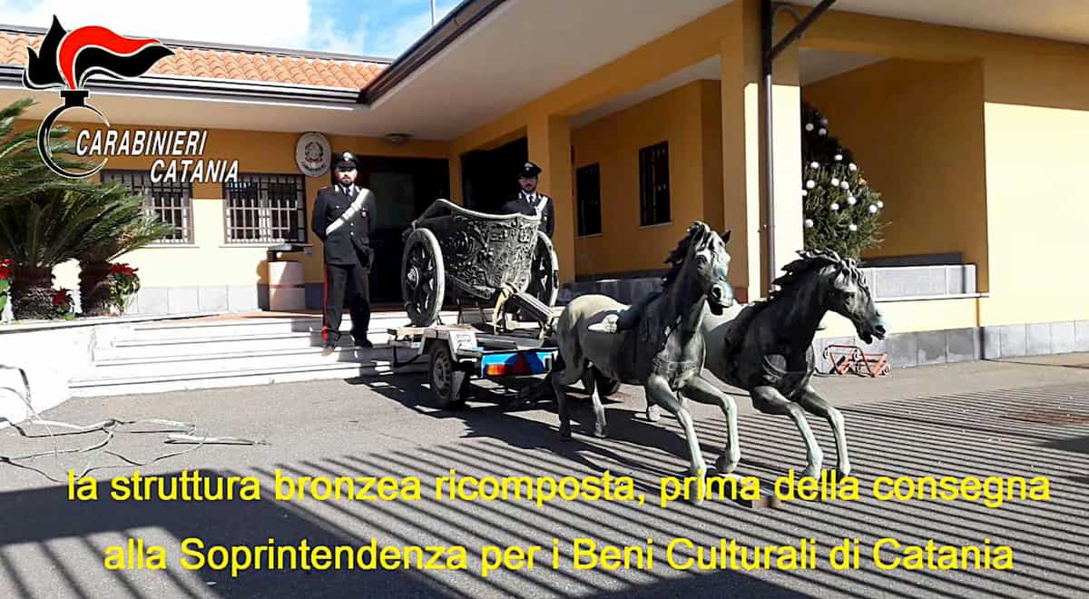 Biga di Morgantina ritrovata, era stata rubata con un elicottero nel cimitero di Catania