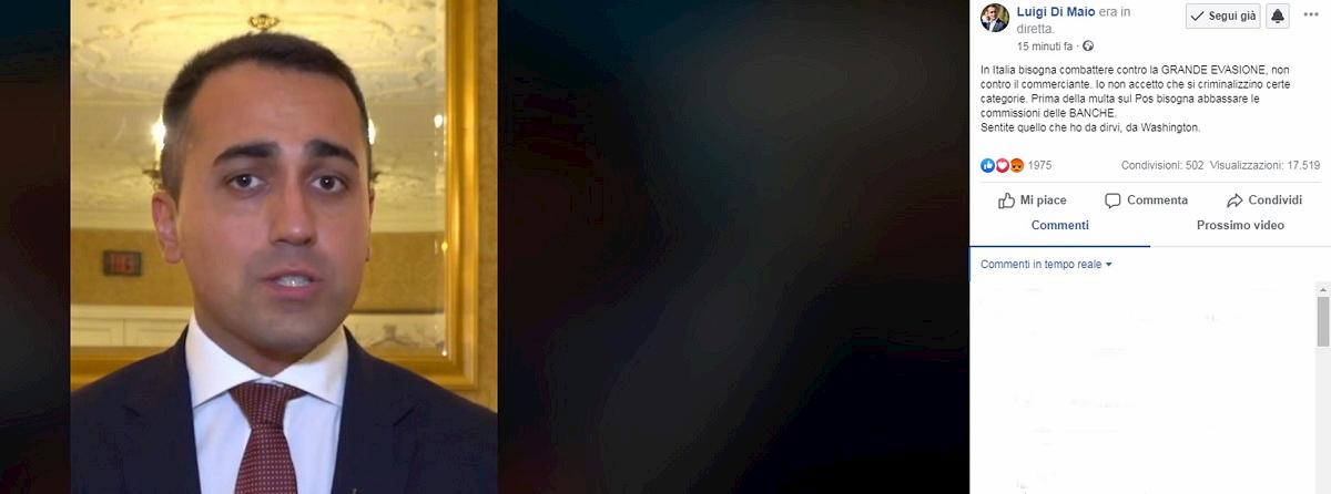 Il post di Di Maio su Facebook