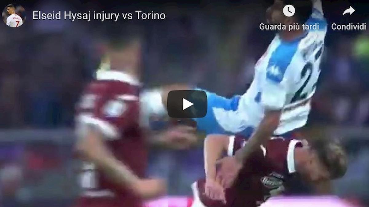 Hysaj Torino Napoli video YouTube infortunio calciatore albanese