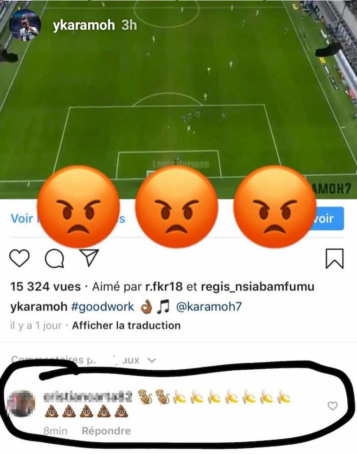 Karamoh insulto razzista Instagram lo denuncia nelle storie FOTO