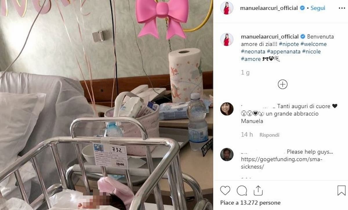 Manuela Arcuri è diventata zia: nata la figlia del fratello