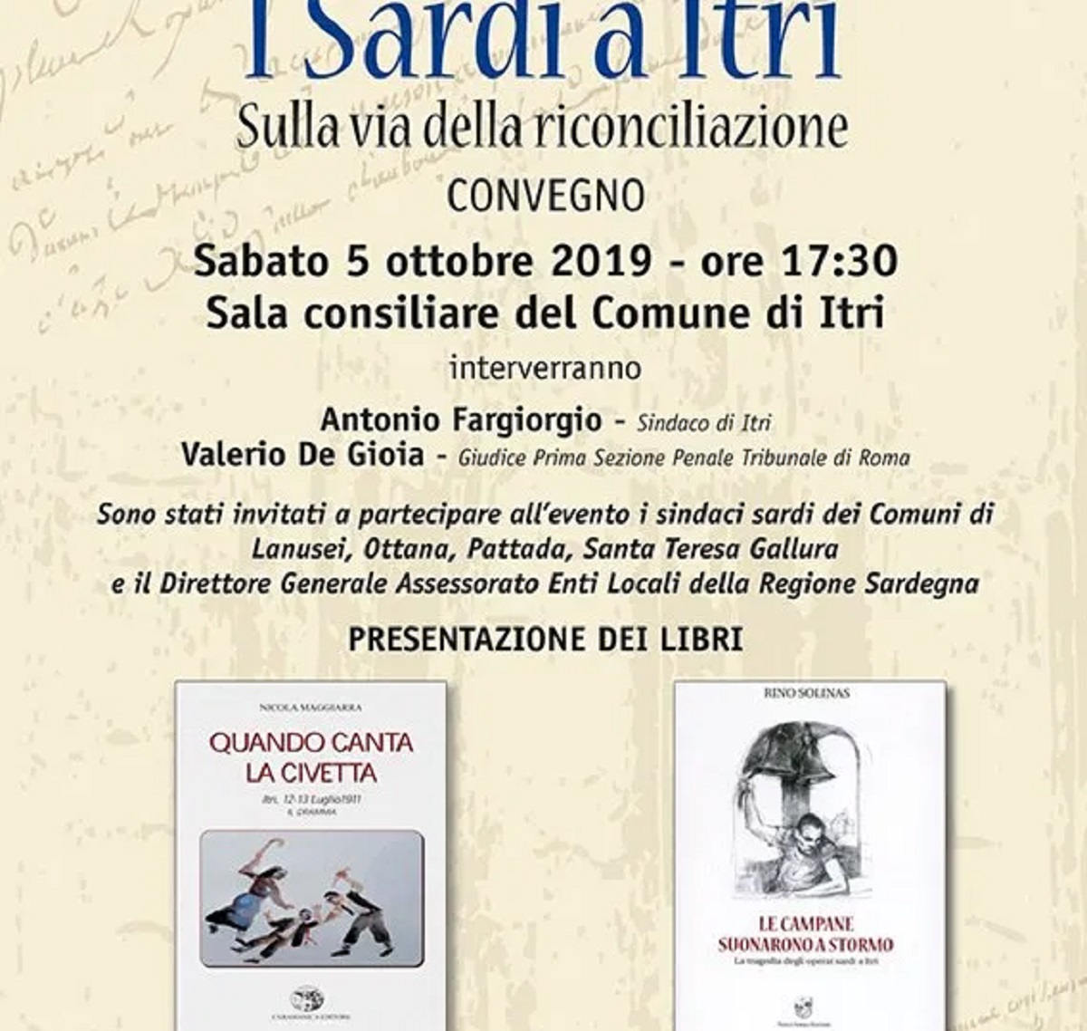 Il manifesto dell'incontro organizzato da Pino Pecchia