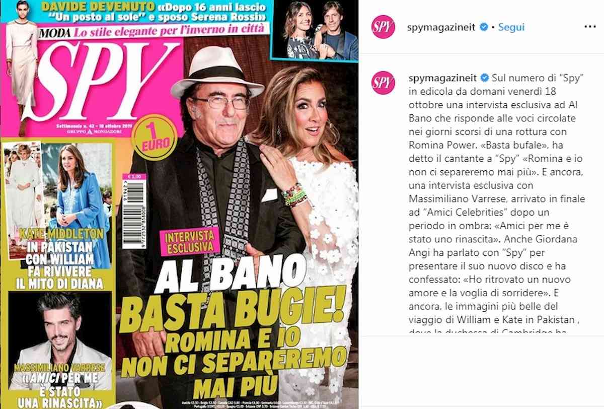 Il post s u Instagram con Al Bano di Spy