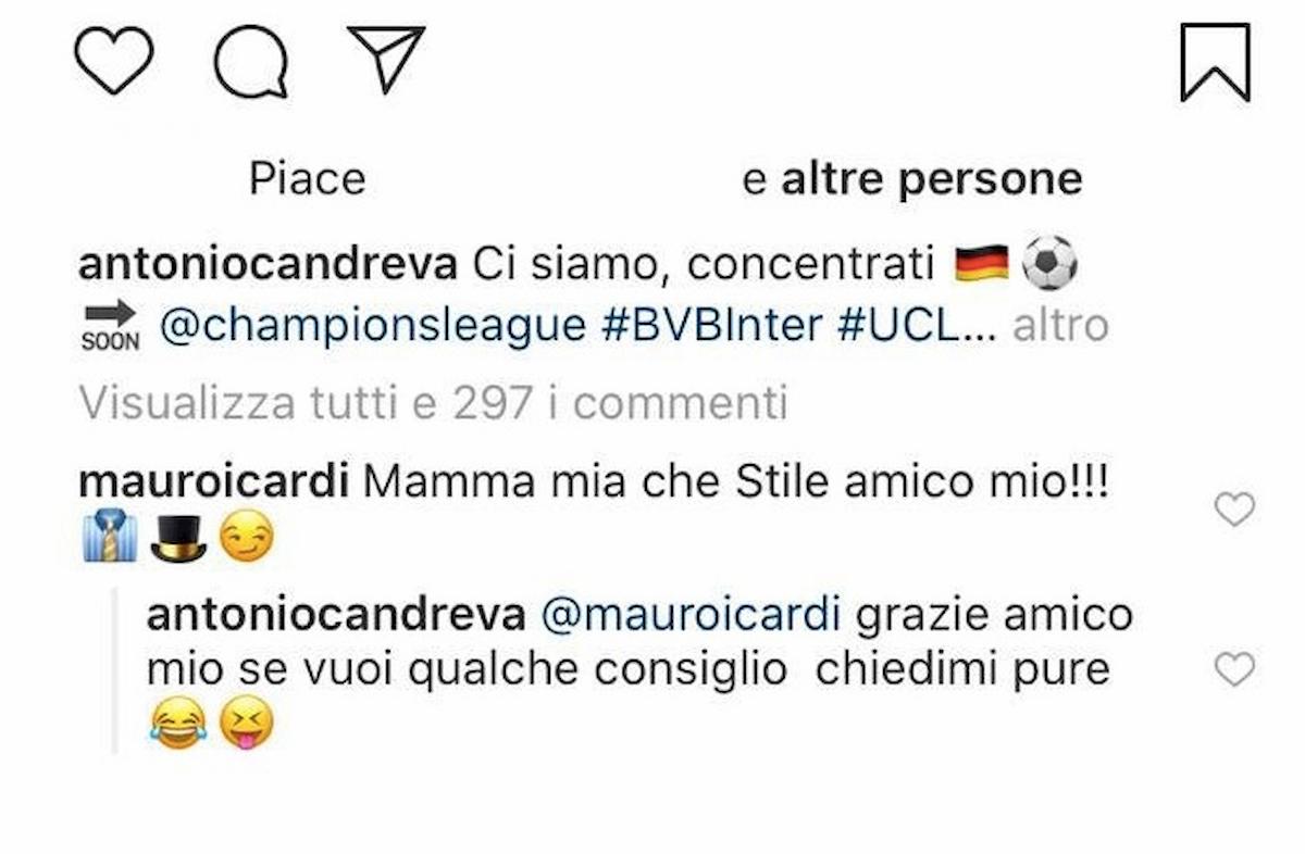 Mauro Icardi Antonio Candreva siparietto divertente su Instagram FOTO