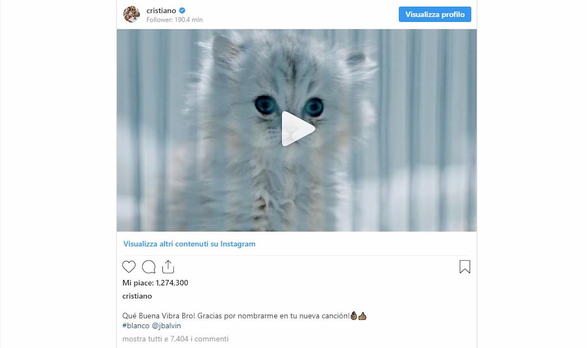 cristiano ronaldo citato canzone Jbalvin