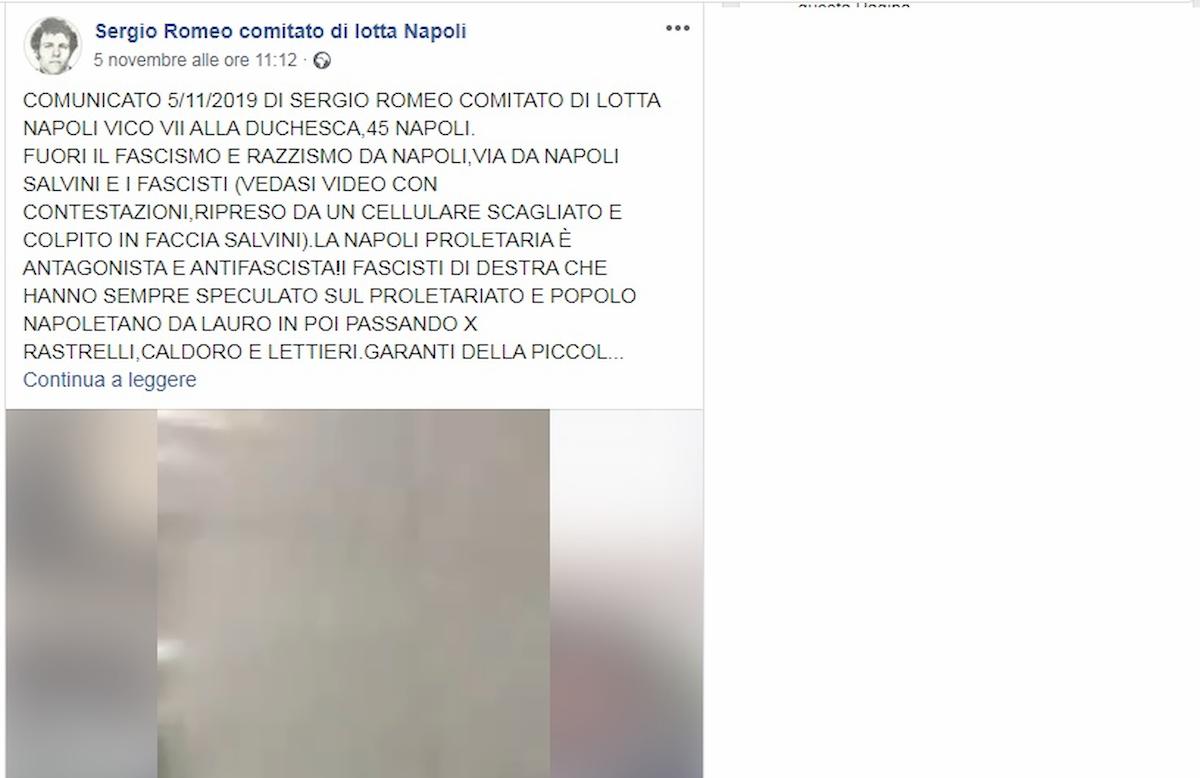 post comitato sergio romeo contro salvini