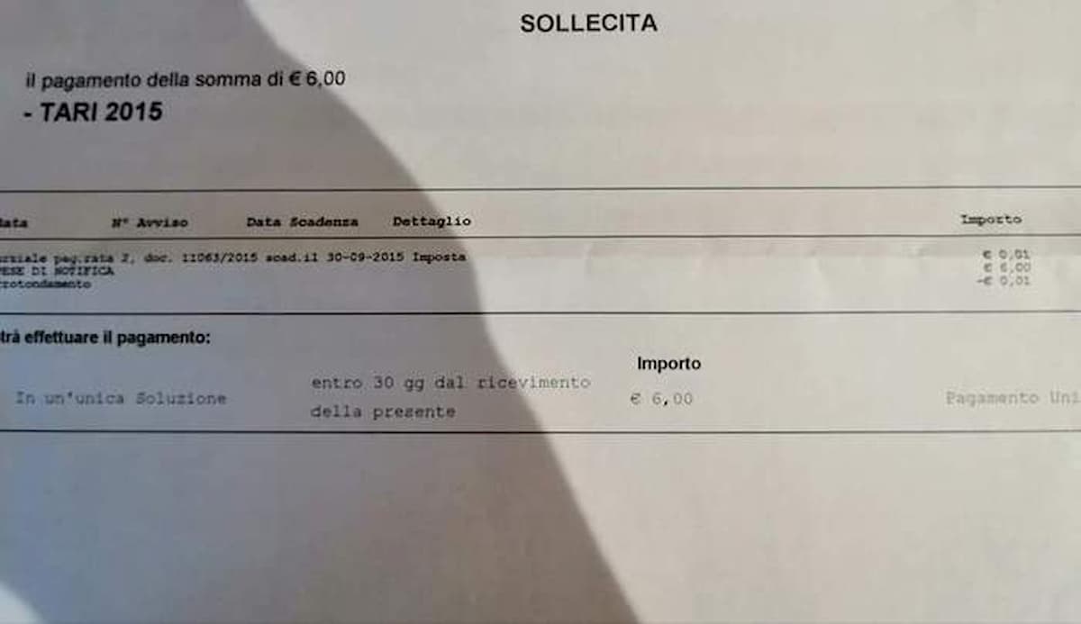 Tari sollecito pagamento tasse locali pignoramento conto corrente