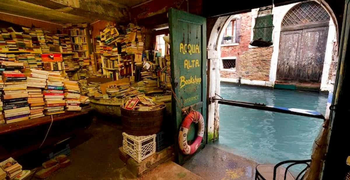 Venezia, la marea danneggia la libreria Acqua Alta: persi centinaia di libri