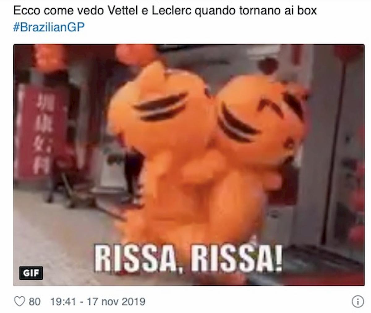 Vettel Leclerc Brasile rissa Ferrari social scatenati