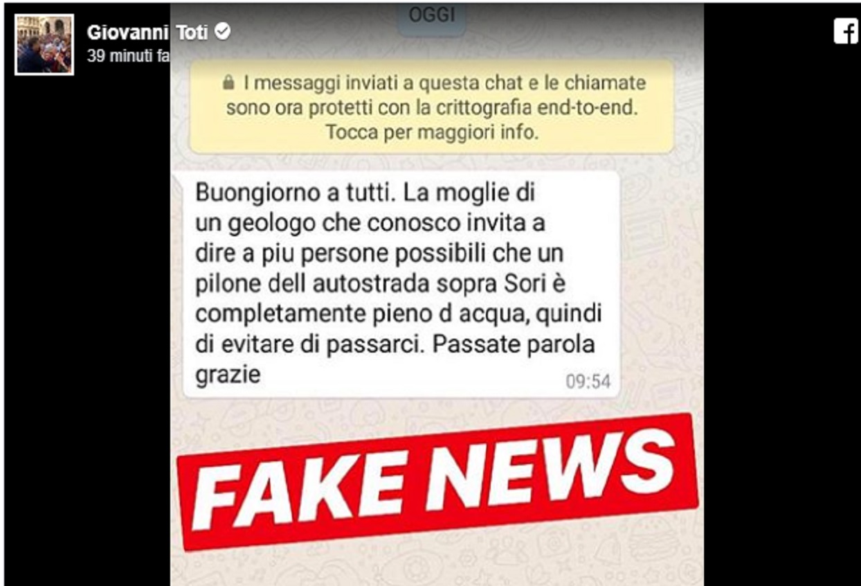 Viadotto Sori a rischio crollo, la fake news smentita da Giovanni Toti