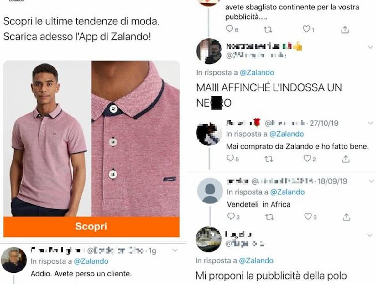 Zalando. Il modello è di colore, i razzisti si scatenano su Twitter: "Vendete in Africa"