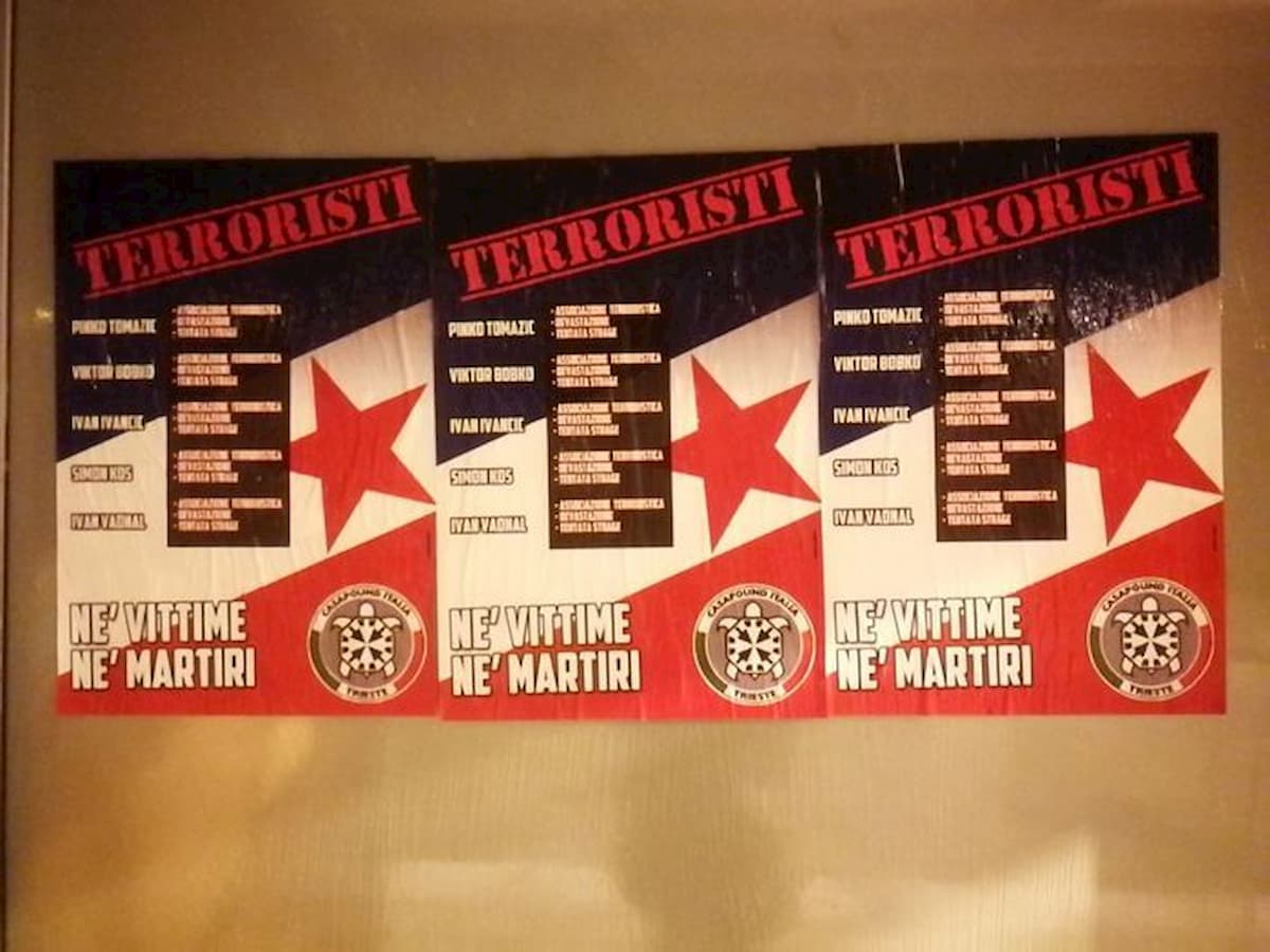 Trieste, manifesti di CasaPound contro gli antifascisti fucilati