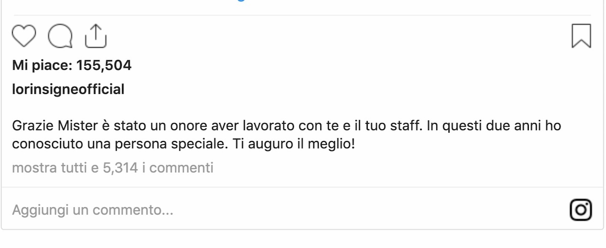 Insigne ringrazia Ancelotti su Instagram, i tifosi del Napoli: "Ma se lo hai fatto esonerare tu..."