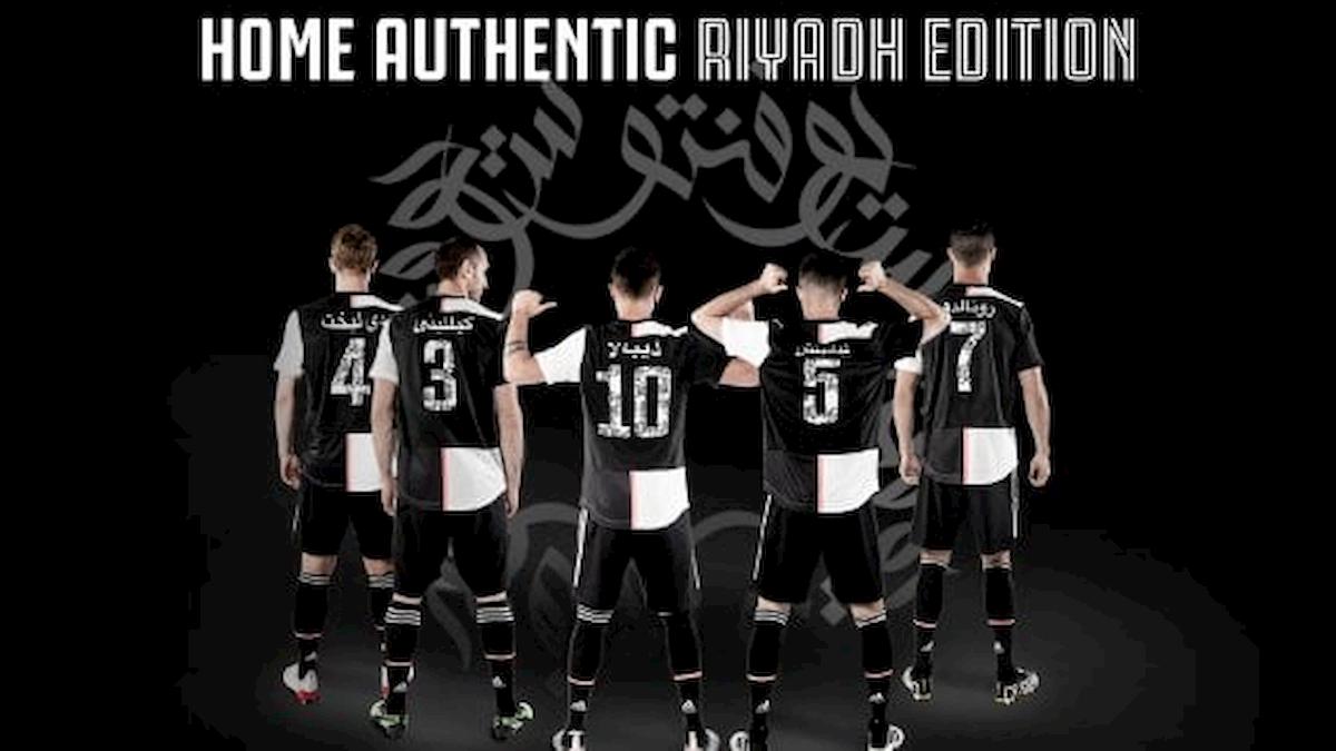 Supercoppa Italiana, Juventus con maglia con nomi e numeri in arabo