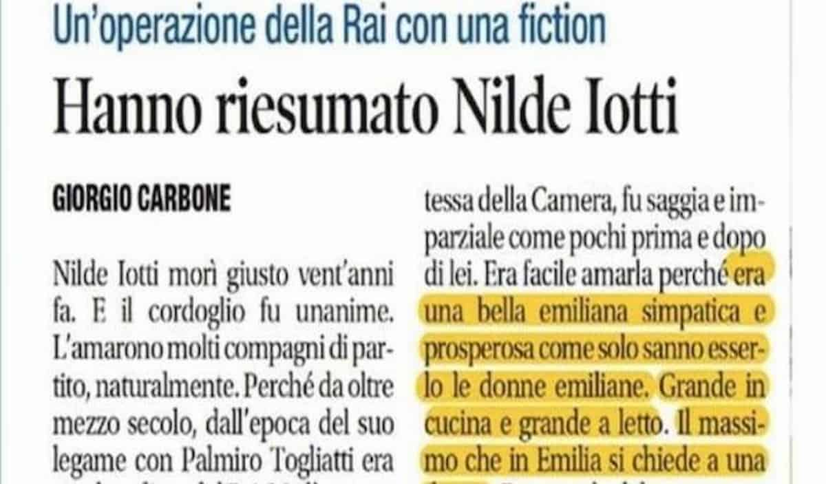 Donna d'Emilia (Nilde Iotti) brava in cucina e a letto, il massimo