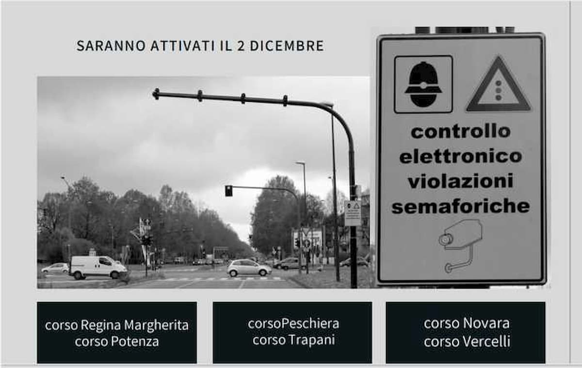 Torino: da oggi in funzione i supersemafori (TRed) che multano chi passa col rosso