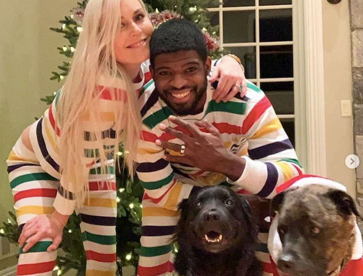 Lindsey Vonn fuori dagli schemi, proposta di matrimonio con anello al fidanzato P. K. Subban