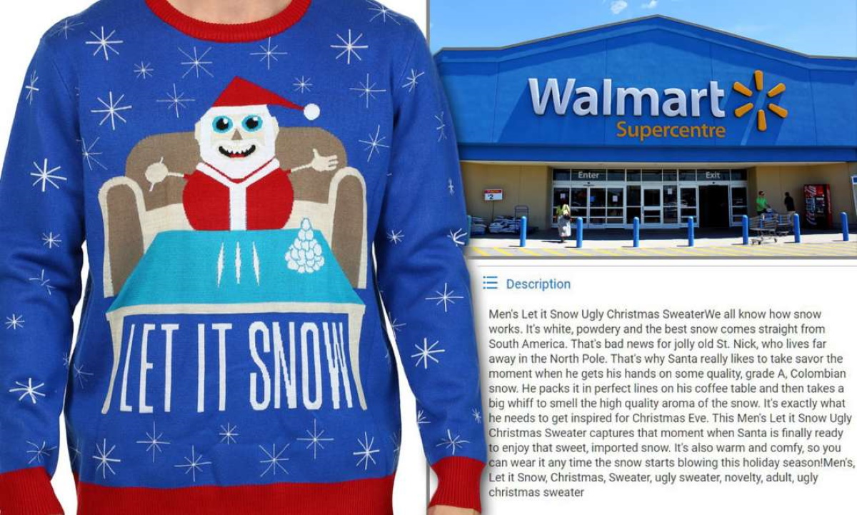 Walmart, Colombia fa causa per il maglione Babbo Natale e cocaina: lo ritirano