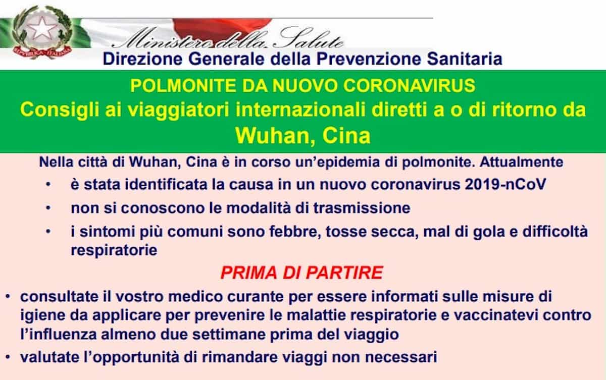 Coronavirus cinese, Ministero della Salute: "Vaccinarsi ed evitare viaggi inutili"