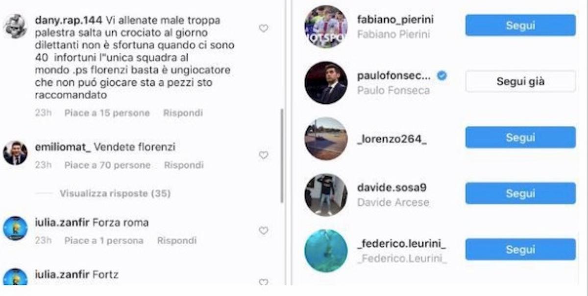 Roma, Fonseca come Totti: like su Instagram a chi chiedeva la cessione di Florenzi