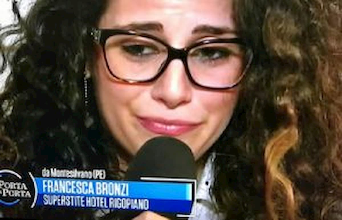 Rigopiano, la sopravvissuta Francesca Bronzi: "Per me il vero trauma è stato perdere Stefano"
